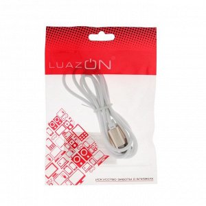 Кабель LuazON, micro USB - USB, 1 А, 1 м, штекер металл, белый