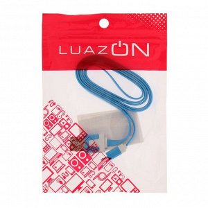 Кабель LuazON, microUSB - USB, 1 А, 1 м, плоский, синий