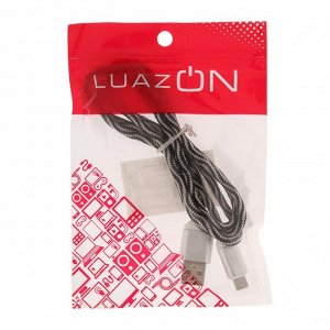 Кабель LuazON, microUSB - USB, 1 А, 1 м, оплётка нейлон, черно-белый