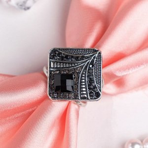 Кольцо для платка "Ромб", цвет чёрный в чернёном серебре