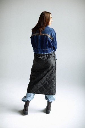 Пальто комбинированное джинс+стеганая ткань