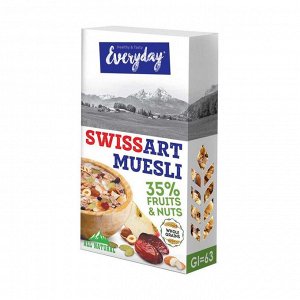 Мюсли swiss art muesli с фруктами, орехами и семечками, картон, everyday, 300г