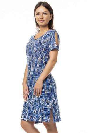 Платье "Фея" с вырезом на плече. Цвет синие волны