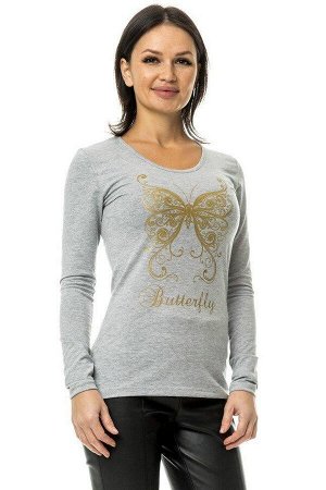 Лонгслив "Butterfly". Цвет серый меланж