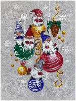 Полотенце рогожка ГНОМИКИ АРТ - елочные игрушки р-р 50х60