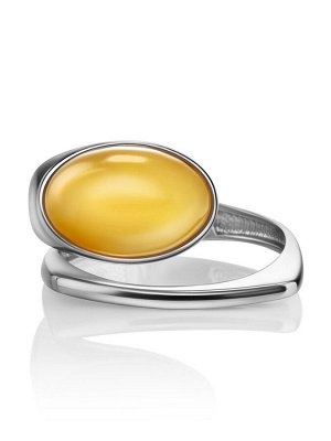 Необычное кольцо из серебра и янтаря медового цвета «Либерти», 006304093