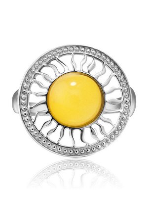 Серебряное кольцо «Парнас», украшенное медовым янтарём, 006303161