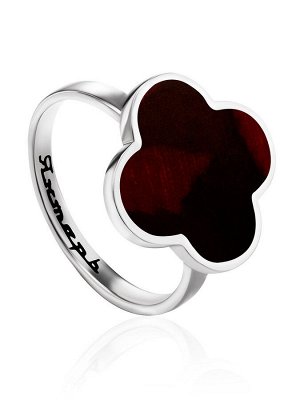 Оригинальное кольцо «Монако» Янтарь®  из серебра и натурального вишнёвого янтаря