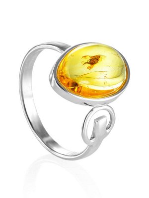 Серебряное кольцо, украшенное янтарём с включением насекомого «Клио», 006308009
