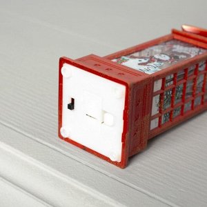 Светодиодная фигура «Телефонная будка со снеговиком» 5.3 ? 12 ? 5.3 см, пластик, батарейки AG13х3, свечение тёплое белое