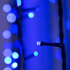 Гирлянда «Занавес» 2 x 9 м, IP44, УМС, тёмная нить, 1800 LED, свечение синее, 220 В