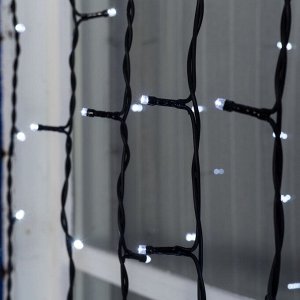 Гирлянда «Занавес» 2 ? 9 м, IP44, УМС, тёмная нить, 1800 LED, свечение белое, мерцание, 220 В