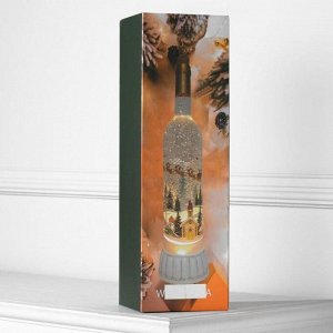 Фигура световая бутылка "Снеговики у елки", 9х9х35 см, USB, музыка, Т/БЕЛЫЙ