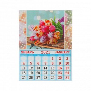 Календарь на магните, отрывной "Тюльпаны и нарциссы" 2021 год, 10х13 см