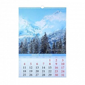 Календарь перекидной на ригеле "Горные вершины" 2021 год, 320х480 мм