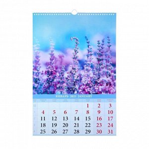 Календарь перекидной на ригеле "Цветочная фантазия" 2021 год, 320х480 мм