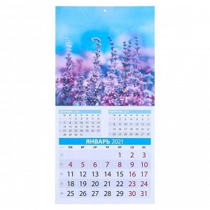 Календарь, перекидной, скрепка "Цветочная фантазия" 2021 год, 22,5х22,5 см