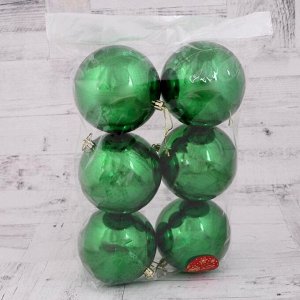 Набор шаров пластик d-10 см, 6 шт "Глянец" зелёный