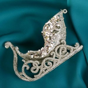 Ёлочная игрушка «Зимнее волшебство. Сияющая глазурь - сани», 11x6.5 см, золото