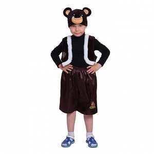 Карнавальный костюм «Медвежонок», шапка, жилет, штаны, р. 28, рост 98-104 см