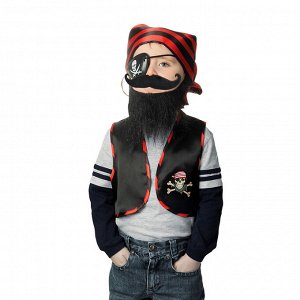 Набор пирата «Чёрная борода», жилет, бандана, борода, усы, наглазник, клипса, рост 98-110 см