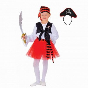 Карнавальный костюм «Пиратка», с ободком, р. 32, рост 128 см
