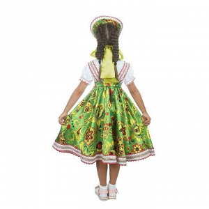 Русский народный костюм «Хохлома зелёная», платье, кокошник, р. 36, рост 140 см
