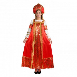 Русский народный костюм "Любавушка", платье, кокошник, атлас, р-р 48, рост 170 см