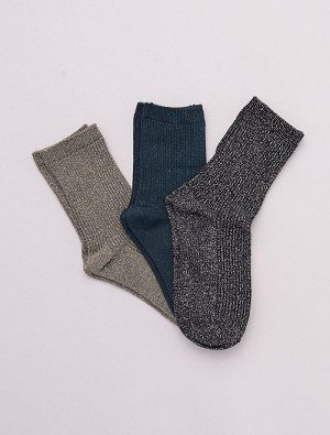 Комплект из 3 пар носков с отделкой блестящими нитями