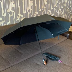 Зонт Мужской зонт в 3 сложения, полный автомат. Модель прочная, надёжная.  Элегантная ручка, выполненная под дерево, удобна и дорого смотрится. Каркас зонта выполнен из 10 спиц, за счет чего зонт имее