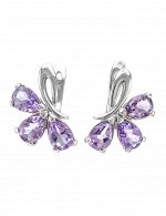Серьги «Одуванчик» из серебра с искрящимися аметистами, 710902033