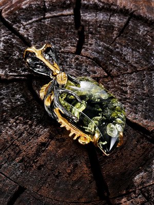 Подвеска «Версаль» из искрящегося янтаря в золочённой оправе, 010207273