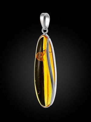 Крупная подвеска из лимонного янтаря в форме капельки с крупным инклюзом, 007508013