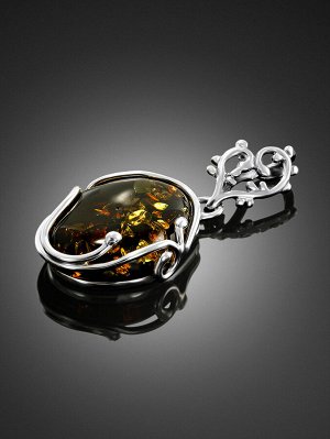 Подвеска из натурального искрящегося янтаря в серебре «Риальто», 004504213