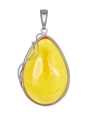 Подвеска-капля из янтаря с красивой полупрозрачной текстурой лимонного цвета, 004508449