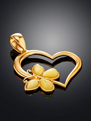 Подвеска в форме сердца, украшенная янтарём «Апрель», 001704076