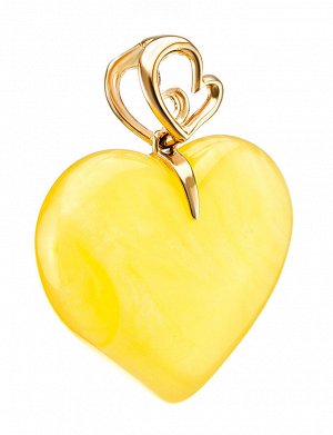 Подвеска «Сердце» из натурального янтаря красивого медового цвета, 005407189