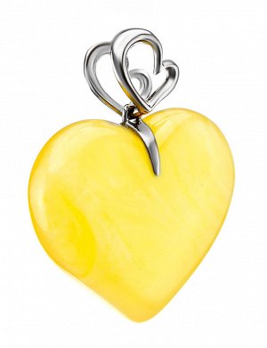 Кулон-сердце из натурального янтаря красивого медового оттенка, 005407187