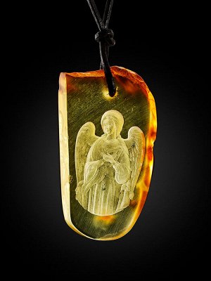 Подвеска из цельного балтийского янтаря с резьбой «Ангел-Хранитель», 009207216