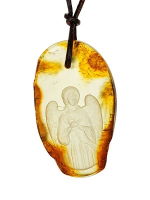 Подвеска-резьба из натурального цельного янтаря «Ангел-Хранитель», 009207219