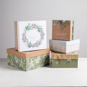 Набор подарочных коробок 5 в 1 «Зимний», 14 - 14 - 8 - 22 - 22 - 12 см