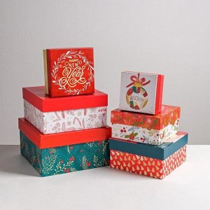 Набор подарочных коробок 6 в1 «Happy new year», 10 х 10 х 6 - 20 х 20 х 11 см, Новый год