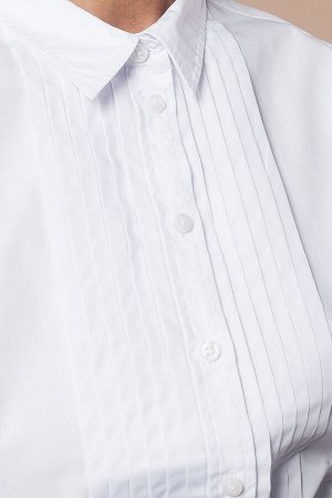 Блузка из тонкого поплина с защипами спереди, стилизованными под рубашку под смокинг., D29.684
