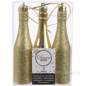 Елочное украшение Бутылка шампанского пластик 11 см 1/3 цвет золото арт. 27527 цена за 1шт!
