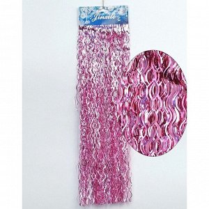 Дождик фольга мелкая волна 13 х 50 см цвет розовый HS-18-8