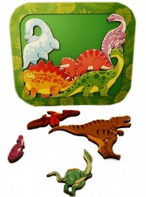 Зоопазл "Динозавры" 9 дет.(дерево) арт.8076 РРЦ 390 руб. /30