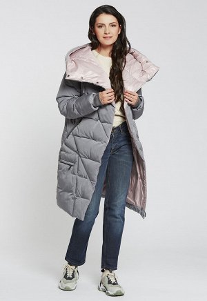 2101 серый Модное зимнее пальто прямого силуэта. Цельнокроеный капюшон, ассиметричная застежка с потайными кнопками и карманы на молнии –интересное&nbsp;&nbsp;функциональное&nbsp;&nbsp;дополнение.&nbs