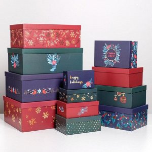 Набор коробок подарочных 12 в 1 «Ботаника», 18 х 11 х 6.5 см - 46,6 х 35,2 х 17.5 см