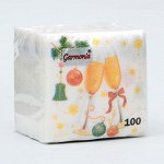 Салфетки бумажные Гармония цвета многоцветие &quot;Шампанское&quot;, 24*24 см 100 листов