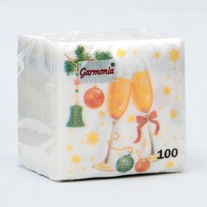 Салфетки бумажные Гармония цвета многоцветие "Шампанское", 24*24 см 100 листов